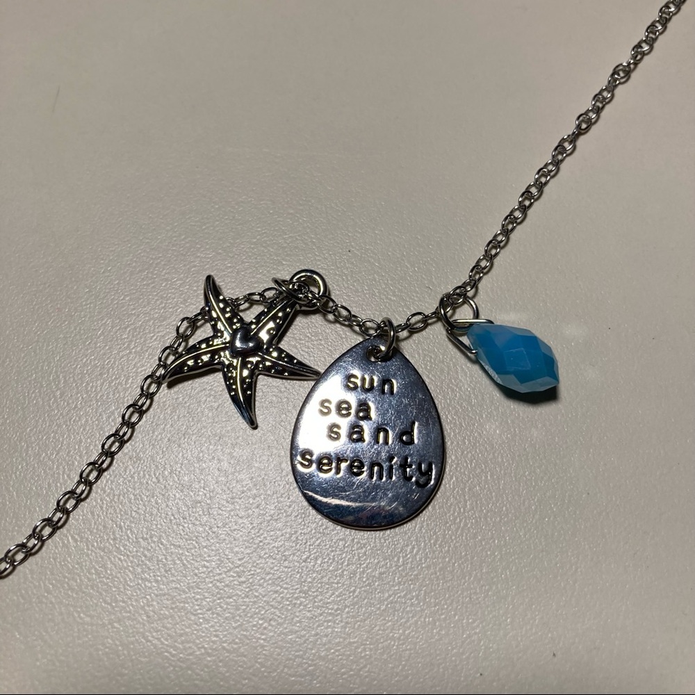 Sun Sea Sand Serenity Necklace Silvertone NEW